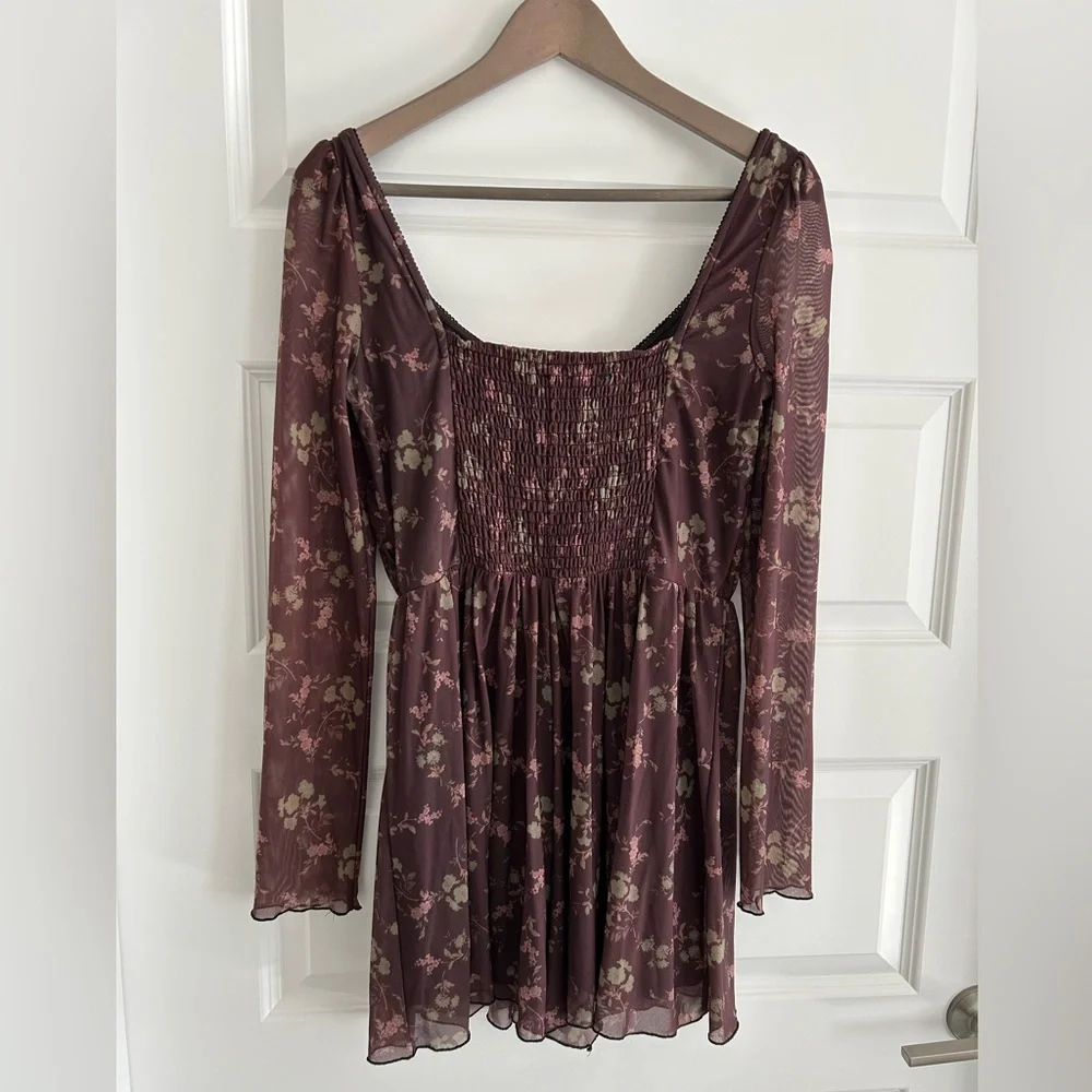Urban Outfitters Diana Floral Cut Out Romper Brown Green Size L - Picture 12 of 16